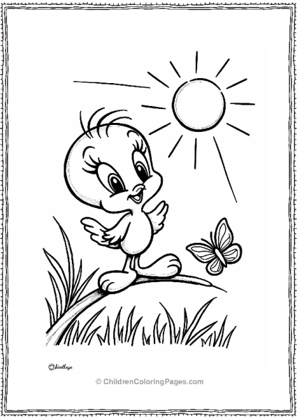 Tweety Bird Enjoying The Sunshine Free PDF Printable