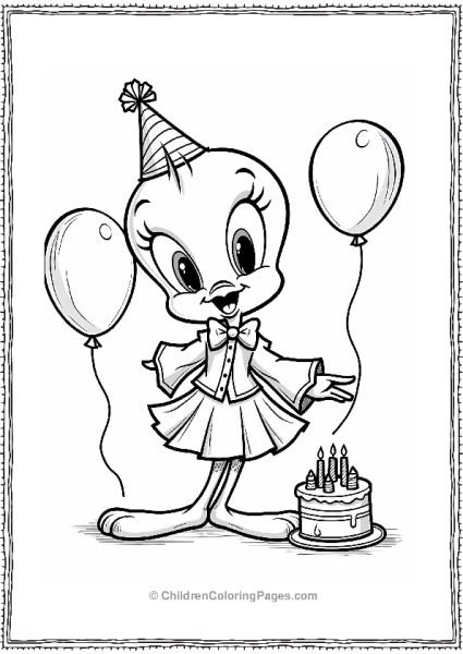 Tweety Bird In A Fancy Party Outfit Free PDF Printable