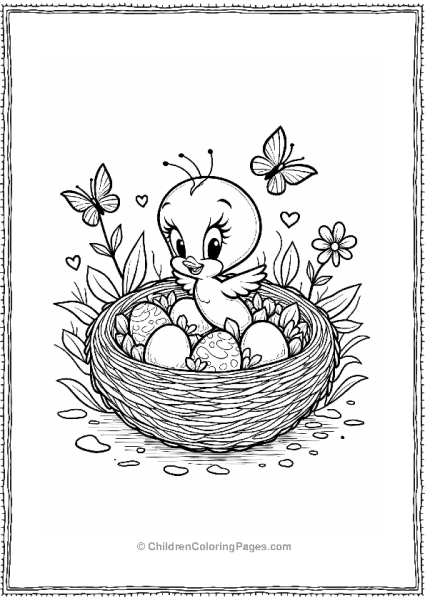 Tweety Bird In A Flower Nest Free PDF Printable