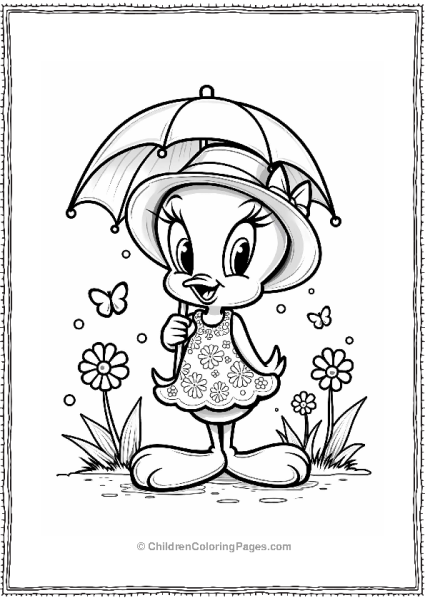 Tweety Bird In A Spring Floral Dress Free PDF Printable