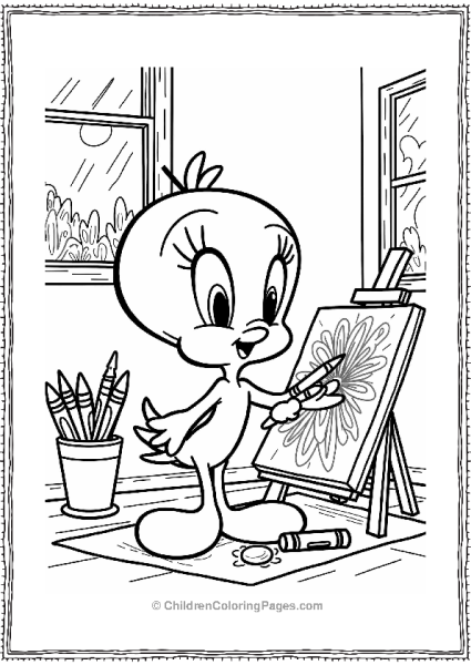 Tweety Bird In An Art Studio Free PDF Printable