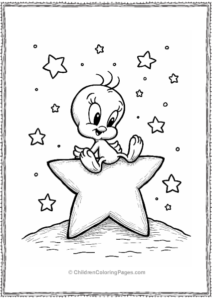 Tweety Bird On A Starry Dream Free PDF Printable