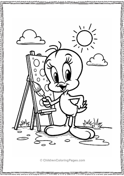 Tweety Bird Painting At An Easel Free PDF Printable