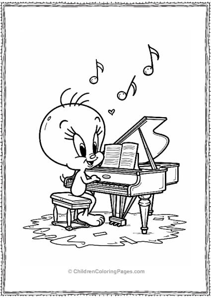 Tweety Bird Playing The Piano Free PDF Printable