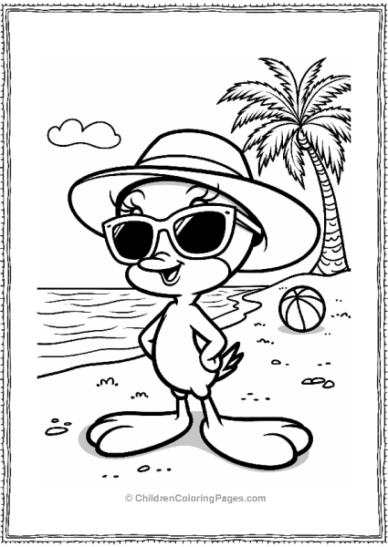 Tweety Bird Posing On The Beach Free PDF Printable