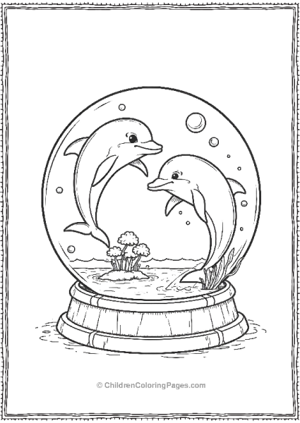 Two Dolphins Playing And Jumping Out Of The Water Featuring A Snow Globe Free PDF Printable