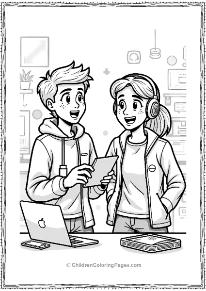 Two Friends Excitedly Discussing Black Friday Finds With Discount Tags Free PDF Printable