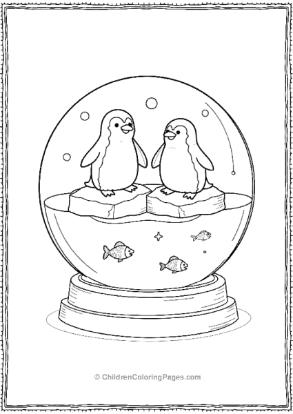 Two Penguins In A Snow Globe Free PDF Printable