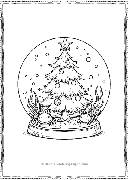 Underwater Christmas Scene In Snow Globe Free PDF Printable