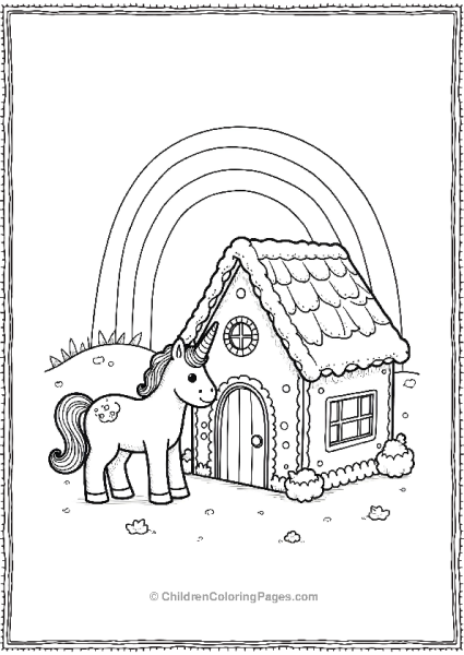 Unicorn And Gingerbread House Free PDF Printable