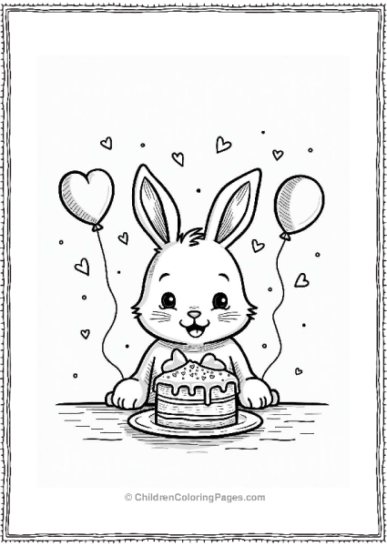 Valentine’s Day Bunny With Heart Cake Free PDF Printable