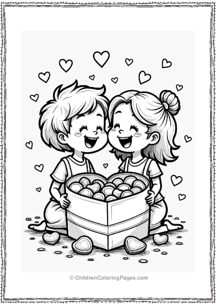 Valentine’s Day Friends Sharing Chocolates Free PDF Printable