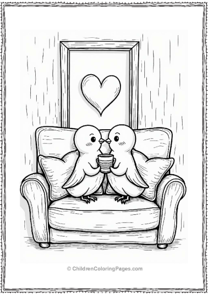 Valentine’s Day Lovebirds On A Cozy Couch Free PDF Printable