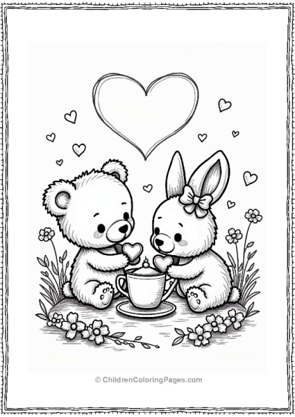 Valentine’s Day Tea Party With Teddy Bear And Rabbit Free PDF Printable