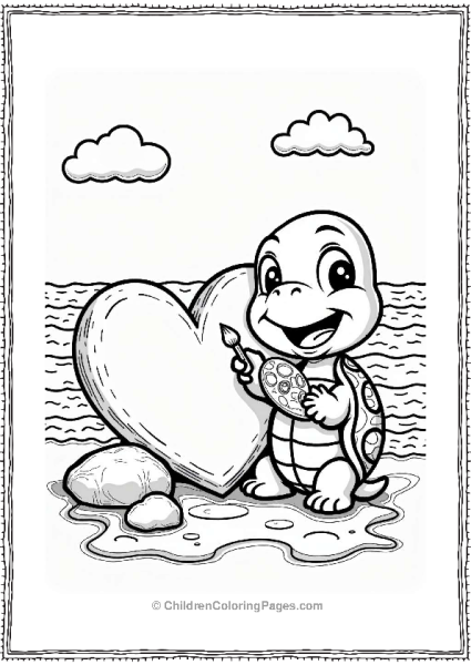 Valentine’s Day Turtle Painting A Heart Free PDF Printable