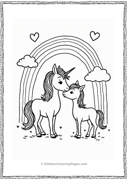 Valentine’s Day Unicorn And Doe Under A Rainbow Free PDF Printable