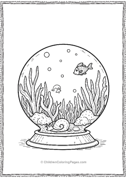 Vibrant Coral Reef Scene With Various Fish In A Snow Globe Free PDF Printable