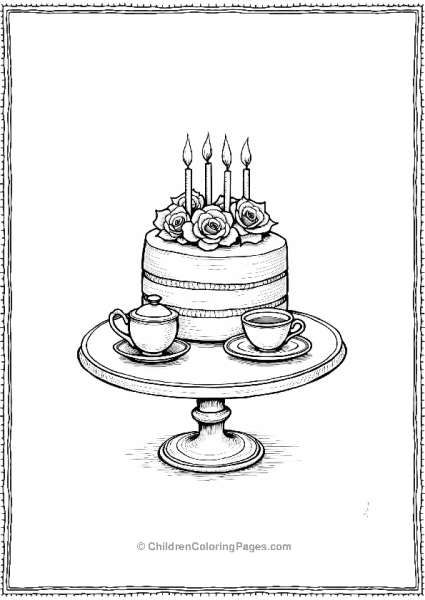 Vintage Tea Party Cake Free PDF Printable