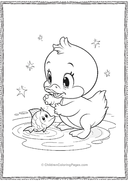 DuckTales Webby Feeding On A Tiny Fish Free PDF Printable