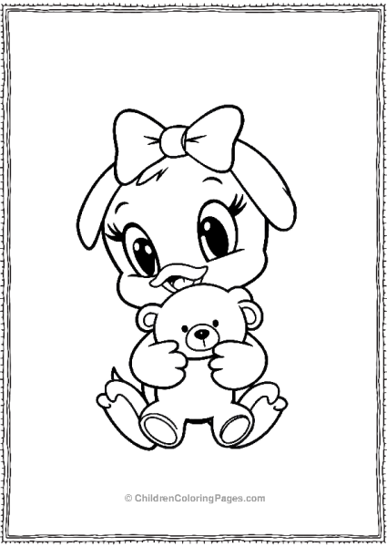 DuckTales Webby Holding A Stuff Bear Free PDF Printable