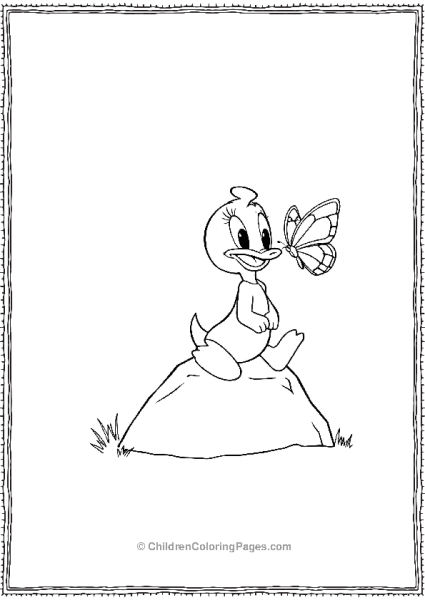 DuckTales Webby Sitting Over A Small Rock Free PDF Printable