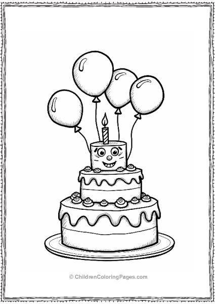 Whimsical Birthday Cake With Balloons Free PDF Printable