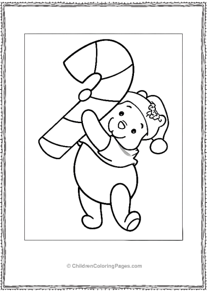 Winnie The Pooh With The Candy Cane Free PDF Printable