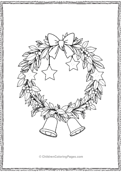 Wreath With Bells And Stars Free PDF Printable