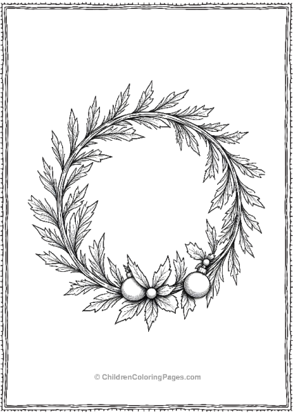 Wreath With Christmas Ornaments Free PDF Printable