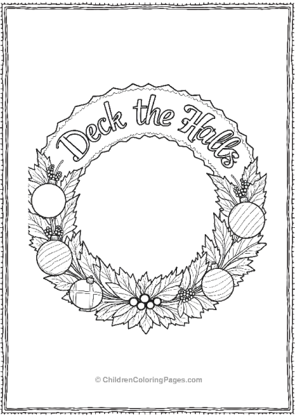 Wreath With Deck The Halls Text Free PDF Printable