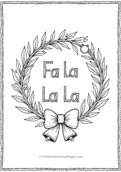 Wreath With Fa La La La Text And Bow Free PDF Printable