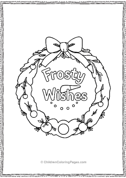 Wreath With Frosty Wishes Free PDF Printable