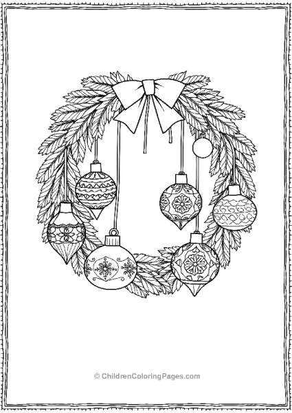 Wreath With Hanging Ornaments Free PDF Printable