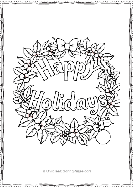 Wreath With Happy Holidays Text Free PDF Printable