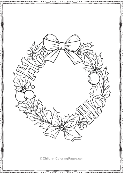 Wreath With Ho Ho Ho And Bow Free PDF Printable