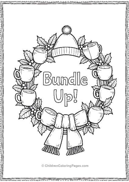 Wreath With Holiday Drinks And Hat Free PDF Printable