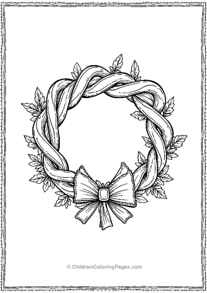 Wreath With Intertwined Twigs And Bow Free PDF Printable