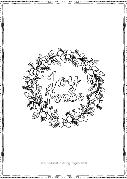 Wreath With Joy Peace Text Free PDF Printable