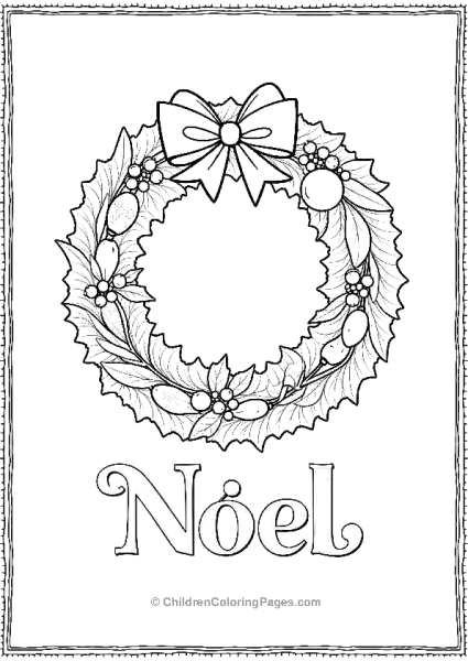 Wreath With Noel Greeting Free PDF Printable