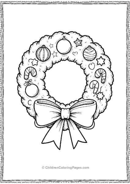 Wreath With Ornaments And Bow Free PDF Printable