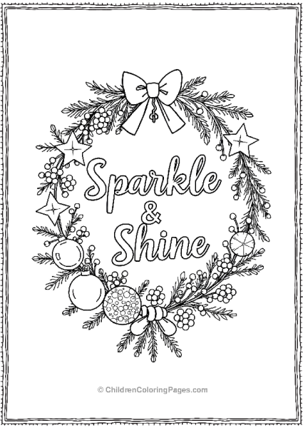 Wreath With Sparkle And Shine Greeting Free PDF Printable