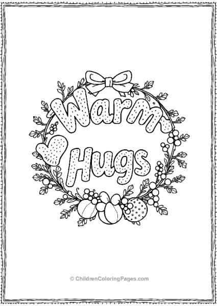 Wreath With Warm Hugs And Berries Free PDF Printable