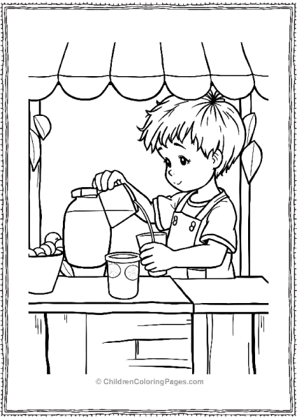 A Child Pouring Lemonade In A Glass Free PDF Printable