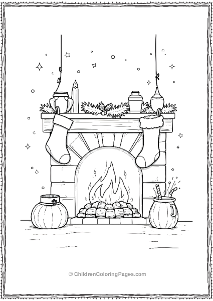 A Cozy Fire Place At Santa’s Workshop In North Pole Free PDF Printable