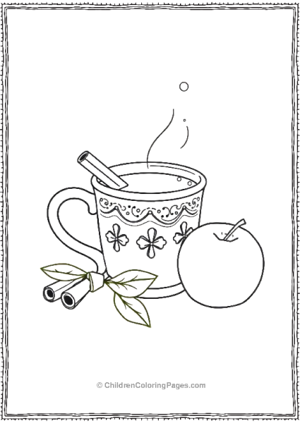 A Festive Mug With Apples And Cinnamon With Hot Chocolate Free PDF Printable