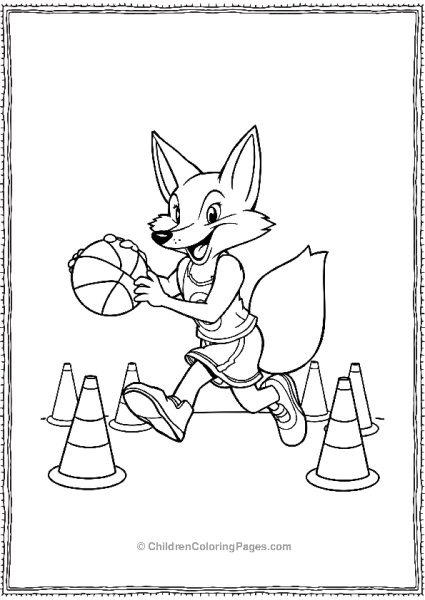 A Fox Mascot Dribbling Basketball Free PDF Printable