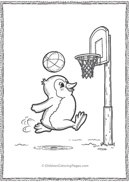 A Fun Loving Penguin Sliding And Shooting The Basketball Free PDF Printable