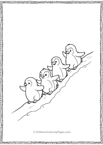 A Group Of Penguins Sliding Down Free PDF Printable