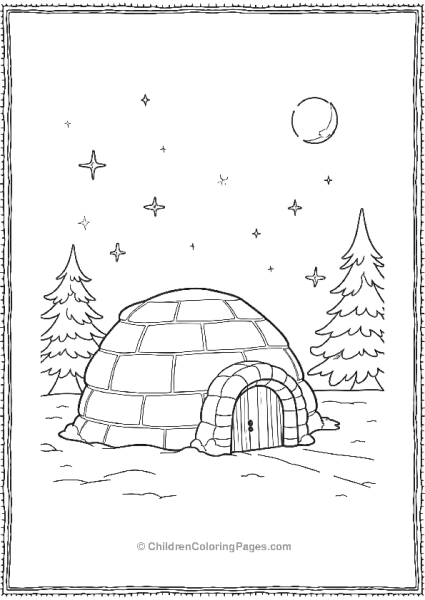 A Large Igloo With Shining Starry Night Free PDF Printable