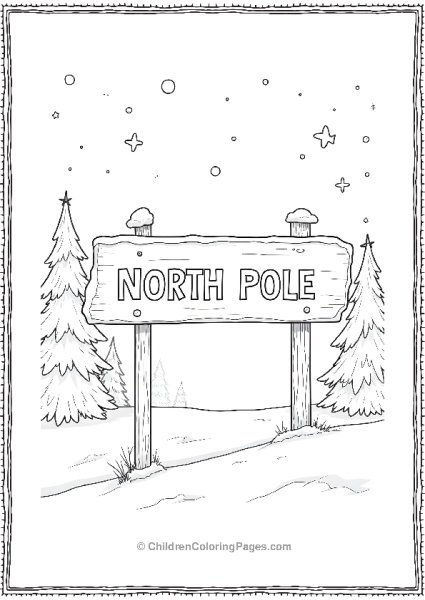 A North Pole Sign Under Northern Lights Free PDF Printable